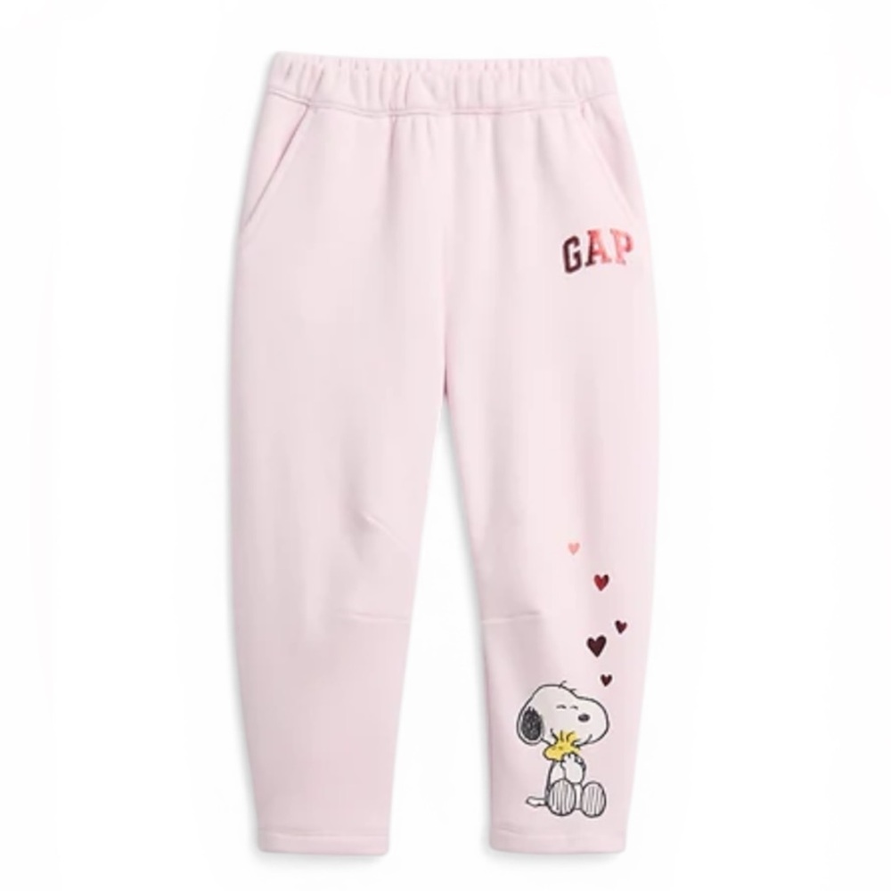 GAP Light Pink Snoopy & Woodstock Heart Joggers